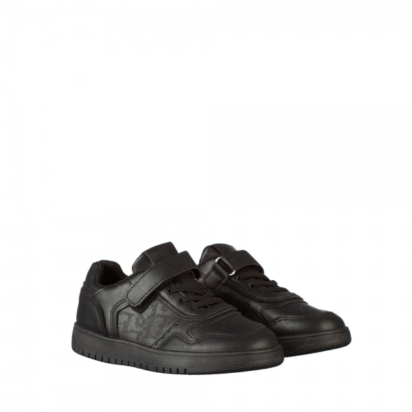Παιδικά αθλητικά παπούτσια  μαύρα από οικολογικό δέρμα Rizza - Kalapod.gr